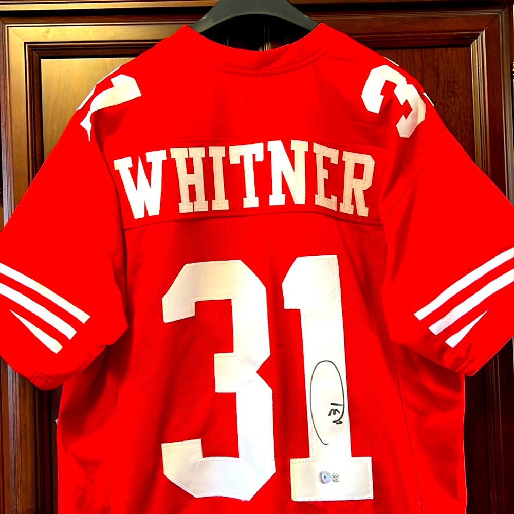 NFL SF 49ers player Donte Whitner Signed Red Jersey #31 the Hard Hitting Safety!